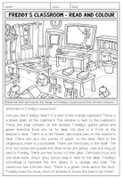 Vorschau - Arbeitsblätter - Classroom / Im Klassenzimmer – Reading Comprehension und Read and Colour | Prepositions of Place 4.–5. Klasse - Seite 1