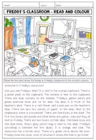 Vorschau - Arbeitsblätter - Classroom / Im Klassenzimmer – Reading Comprehension und Read and Colour | Prepositions of Place 4.–5. Klasse - Seite 2