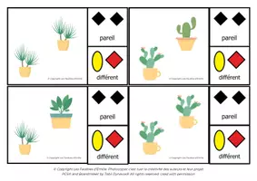 Aperçu - Apprentissages en autonomie - Carte à Pince pareil/différent des Cactus - Page 2