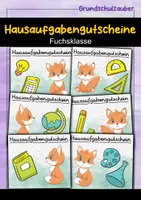 Vorschau - Mal- und Bastelvorlagen - Fuchs Hausaufgabengutscheine für die Fuchsklasse - Deckblatt