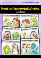 Vorschau - Mal- und Bastelvorlagen - Igel Hausaufgabengutscheine für die Igelklasse - Deckblatt