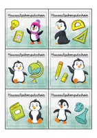 Vorschau - Mal- und Bastelvorlagen - Pinguin Hausaufgabengutscheine für die Pinguinklasse - Seite 1