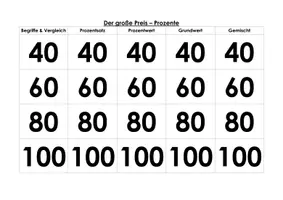 Vorschau - Quiz - Großer Preis - Prozente Klasse 7 - Deckblatt