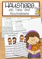 Vorschau - Anderer Materialtyp - Haustiere - Differenzierte Tafel- , Ansage und Abschreibtexte - Deckblatt