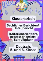 Vorschau - Klassenarbeiten - Klassenarbeit – Sachliches Berichten Unfallbericht - Deckblatt