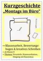 Vorschau - Arbeitsblätter - Kurzgeschichte "Montags im Büro": Text, Klassenarbeit, Bewertungsbogen, Kreativaufgaben - Deckblatt