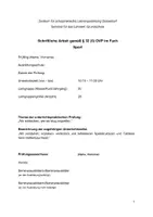 Vorschau - Stundenentwürfe - Unterrichtspraktische Prüfung Sport Klasse 2: Hüttenbau-Spiel Taktiken - Deckblatt