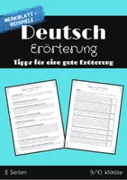 Vorschau - Arbeitsblätter - Tipps für die Erörterung - Deckblatt