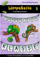 Vorschau - Mal- und Bastelvorlagen - Wimpelkette für die Chamäleonklasse - Chamäleon Wimpel - Deckblatt