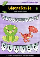 Vorschau - Mal- und Bastelvorlagen - Wimpelkette für die Dinosaurierklasse - Dinosaurier Wimpel - Deckblatt
