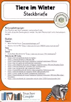 Vorschau - Text - Tiere im Winter - Steckbriefe - Seite 1