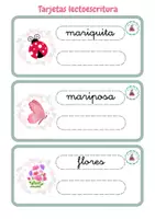 Vista previa - Hojas de trabajo - Tarjetas lectoescritura temática primaveral - página 1