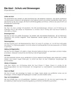 Vorschau - Arbeitsblätter - Die Haut - Schutz und Sinnesorgan (Informationstext und Übungen) - Deckblatt