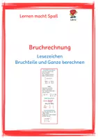 Vorschau - Spiele - Bruchrechnen: Lesezeichen - Bruchteile + Ganze berechnen - Deckblatt