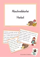 Vorschau - Aufgabenkarten - Abschreibkartei Herbst - 5 Karten zum selbständigen Abschreibtraining - Deckblatt