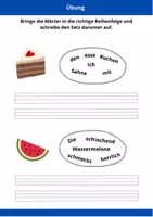 Vorschau - Arbeitsblätter - Schüttelsätze- Sätze schreiben - Thema "Essen" - 2. Klasse - DaZ / Deutsch - Seite 2