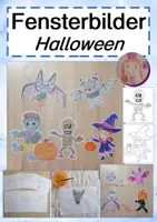 Vorschau - Mal- und Bastelvorlagen - Fensterbilder: Halloween - Deckblatt