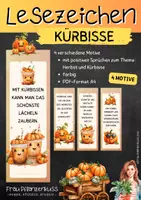 Vorschau - Mal- und Bastelvorlagen - Lesezeichen mit positiven Sprüchen - Kürbisse und Herbst - Deckblatt