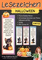 Vorschau - Mal- und Bastelvorlagen - Lesezeichen mit niedlichen Halloween-Kätzchen + positive Sprüche | 1. bis 6. Klasse - Deckblatt