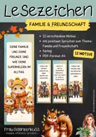Vorschau - Mal- und Bastelvorlagen - Lesezeichen mit Sprüchen: Familie und Freundschaft (Herbstmotive) - Deckblatt