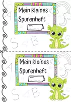 Vorschau - Mal- und Bastelvorlagen - Tierischer Schulstart – Mein kleines Spurenheft mit dem kleinen Drachen – Nachspurübungen – Vorschule – Vorlaufkurs – Schulanfänger - Seite 1