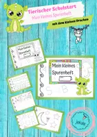 Vorschau - Mal- und Bastelvorlagen - Tierischer Schulstart – Mein kleines Spurenheft mit dem kleinen Drachen – Nachspurübungen – Vorschule – Vorlaufkurs – Schulanfänger - Deckblatt