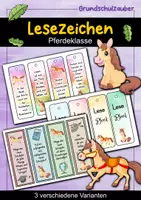 Vorschau - Anderer Materialtyp - Pferde Lesezeichen für die Pferdeklasse - 3 Varianten - Deckblatt