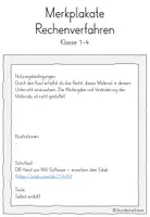 Vorschau - Poster - Merkplakate Rechenverfahren Mathe Klasse 1-4 - Seite 1