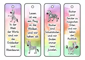 Vorschau - Anderer Materialtyp - Zebra Lesezeichen für die Zebraklasse - 3 Varianten - Seite 1