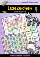 Vorschau - Anderer Materialtyp - Zebra Lesezeichen für die Zebraklasse - 3 Varianten - Deckblatt
