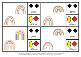 Aperçu - Apprentissages en autonomie - Cartes à Pince pareil différent arc en ciel - Page 2