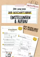 Vorschau - Unterrichtsreihen - Geschäftsbrief: Aufbau und Einstellungen + Beispielbrief als Word-Datei - Deckblatt