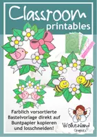 Vorschau - Mal- und Bastelvorlagen - Blumenkranz mit Bienen und Vögeln basteln - Kunst Sommer Frühling - einfache Bastelvorlage - Klasse 2-4 - Deckblatt