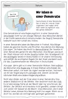 Vorschau - Arbeitsblätter - Text der Woche - Demokratie / Lesetext / Lesekonferenz / Lesen - Seite 1
