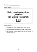 Vorschau - Arbeitsblätter - Lesetagebuch zum Roman "Erebos" - Deckblatt