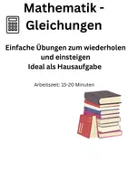 Vorschau - Arbeitsblätter - Mathe Gleichungen Übungen/Hausaufgaben Klasse 7/8 - Deckblatt