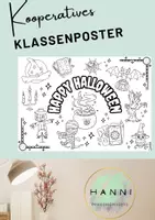 Vorschau - Poster - Kooperatives Klassenposter Happy Halloween gemeinsame Klassenraumdeko - Deckblatt