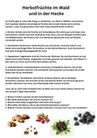 Vorschau - Arbeitsblätter - Wald-&Heckenfrüchte: Infotext mit 5 Fragen - Deckblatt