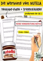 Vorschau - Arbeitsblätter - Youtubevideo: Nutella-Werbung: Gesunde Ernährung? Arbeitsblätter - Deckblatt