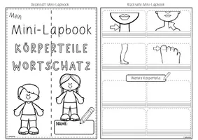 Vorschau - Arbeitsblätter - Mini-Lapbook | Körperteile Wortschatz | für alle Sprachen - Seite 2