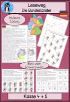 Vorschau - Arbeitsblätter - Bundesländer Leseweg, Deutschland Sachtext, Leseförderung Sachunterricht, Leseverständnis, Lesetraining, Lesekompetenz - Deckblatt