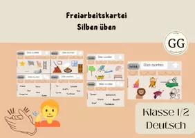 Vorschau - Aufgabenkarten - Freiarbeitskartei - Silben üben - Deutsch - Klasse 1 - Deckblatt