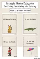 Vorschau - Aufgabenkarten - Lesespiel Nomen - Deckblatt