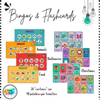 Vista previa - Juegos / Gamificación - Pack de 4 bingos y mini-flashcards de diferentes temáticas - Portada