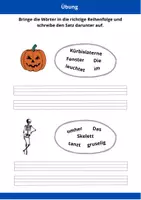 Vorschau - Arbeitsblätter - Schüttelsätze- Sätze schreiben - Thema "Halloween" - 2. Klasse - DaZ / Deutsch - Seite 1