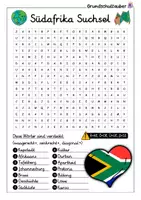 Vorschau - Arbeitsblätter - Südafrika Suchsel - Buchstabengitter - Seite 1