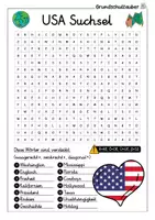 Vorschau - Arbeitsblätter - USA Amerika Suchsel - Buchstabengitter - Seite 1