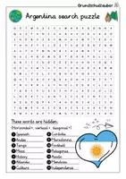 Vorschau - Arbeitsblätter - Argentina Search puzzle - letter grid (English) - Seite 1