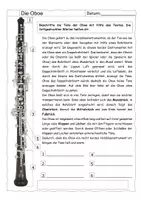 Vorschau - Arbeitsblätter - Instrumentenkunde: Die Oboe erklärt (mit Lösung) - Deckblatt