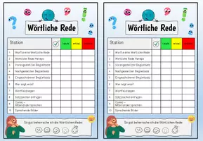 Vorschau - Arbeitsblätter - Wörtliche Rede / Direkte Rede / Lerntheke / Deutsch - Seite 1